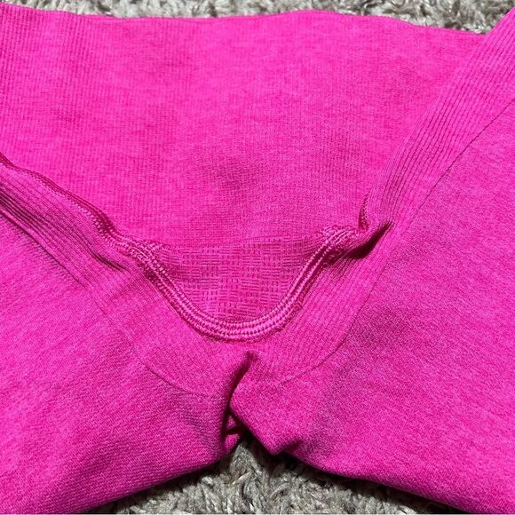 Lululemon In The Flow Crop II Heathered Jewelled Magenta Seamless Leggings Sz 4 - Picture 6 of 9